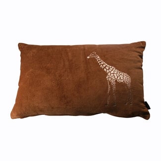 Linen & More Giraffe Foil kussen roodbruin 30x50cm