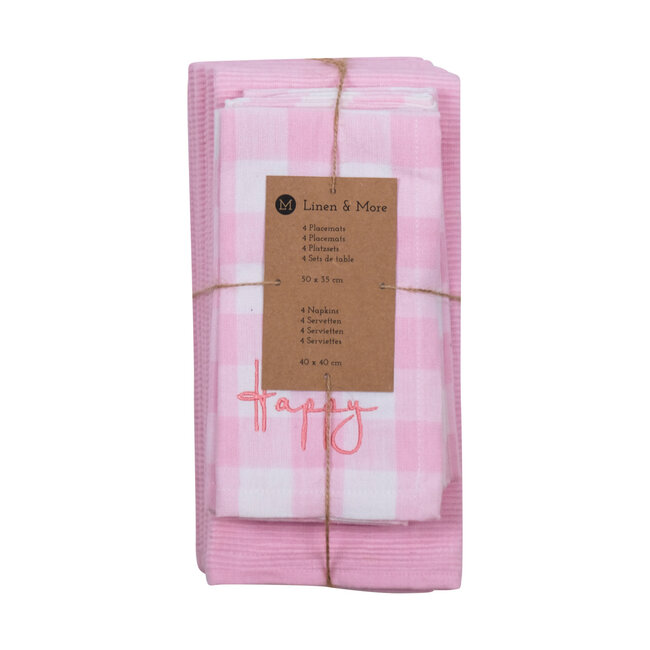 Linen & More Ollie Keukenset fairy roze 35x50/40x40cm (set of 8)
