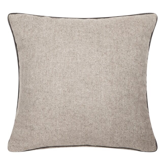 Linen & More Wool Imitation Leather kussen taupe 45x45cm