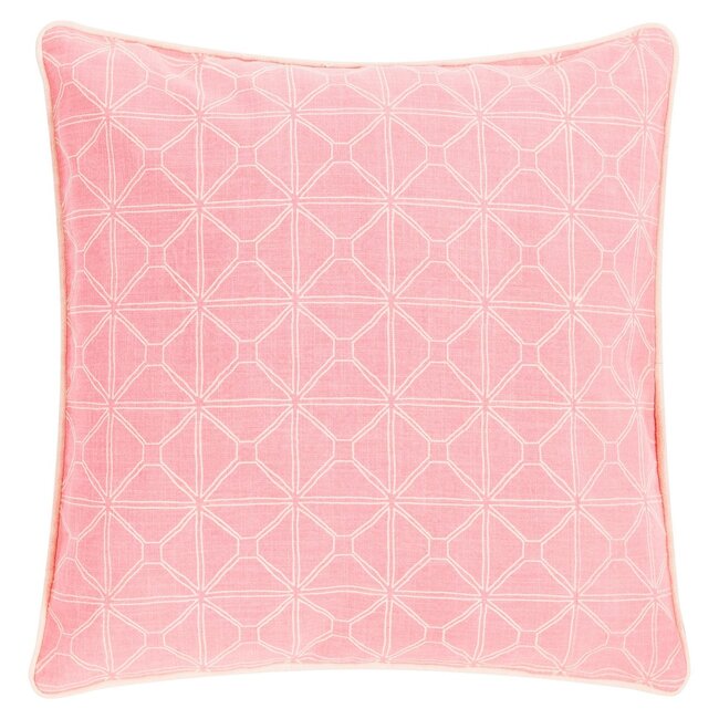 Linen & More Graphic Stonewash kussen roze 50x50cm