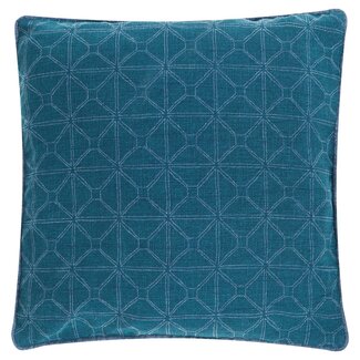 Linen & More Graphic Stonewash kussen blauw 50x50cm