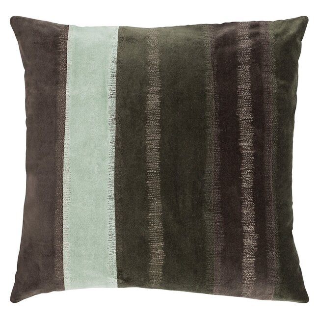 Linen & More Velvet Stripe kussen groen 50x50cm