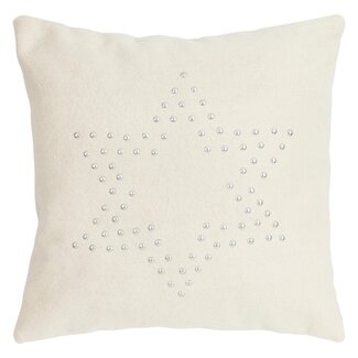 Linen & More Stud Star On Felt kussen gebroken wit 45x45cm