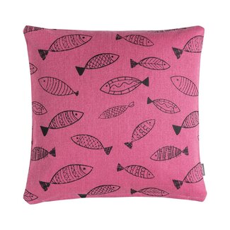 Linen & More Fishes kussen paars zwart 45x45cm