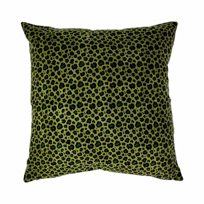 Linen & More Leopard kussen groen 45x45cm