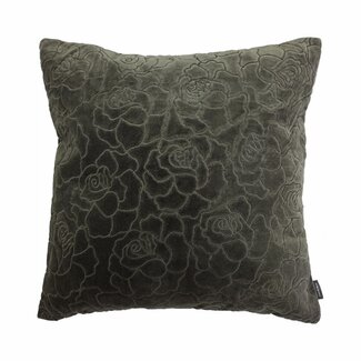 Linen & More Rose Embroidery kussen bruin 45x45cm