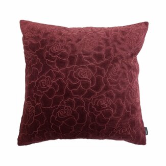 Linen & More Rose Embroidery kussen bordeaux 45x45cm