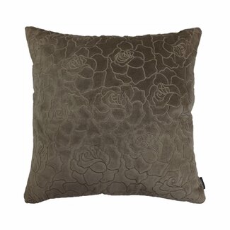 Linen & More Rose Embroidery kussen taupe 45x45cm