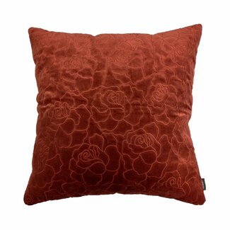 Linen & More Rose Embroidery kussen oranje 45x45cm