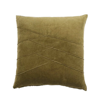 Linen & More Uneven Pintuck kussen khaki 45x45cm