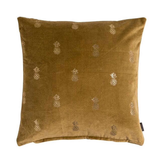 Linen & More Velvet Pineapple kussen khaki 45x45cm