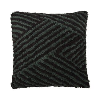 Linen & More Kingston kussen groen zwart 45x45cm