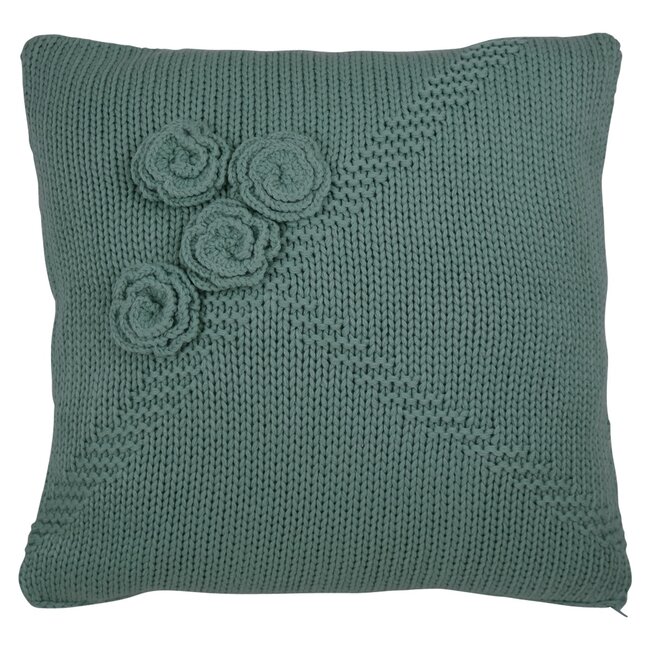 Linen & More Rose kussen groen 45x45cm