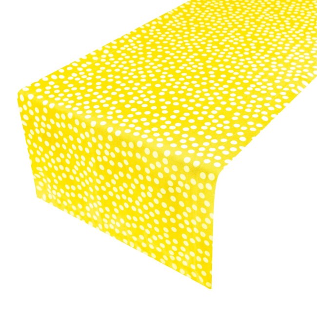 Linen & More Allover Dots Tafelloper geel 50x140cm
