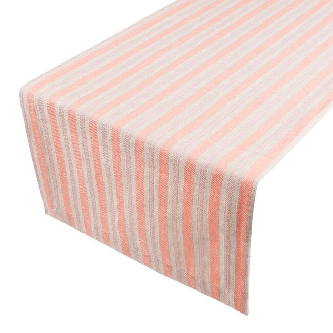 Linen & More New Linen Stripe Tafelloper coral haze 50x140cm