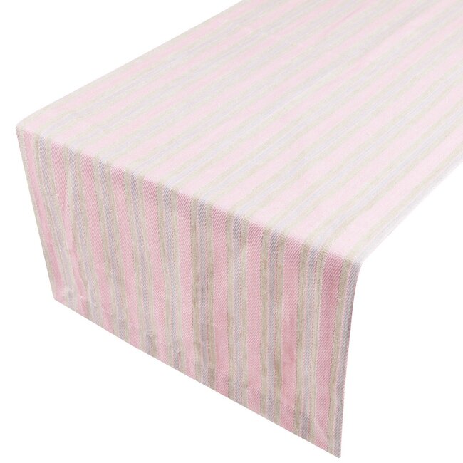 Linen & More New Linen Stripe Tafelloper blush 50x140cm