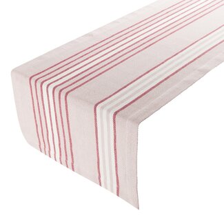 Linen & More Multi Stripe Tafelloper roze rood 50x140cm