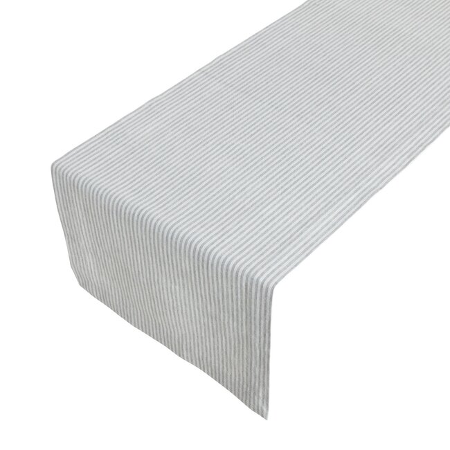Linen & More Medium Fine Stripe Tafelloper donker grijs 50x140cm