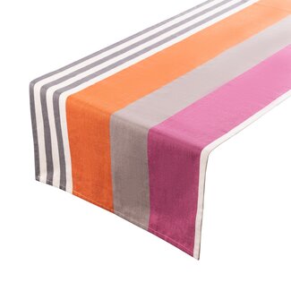 Linen & More Stripes Print Mauve Tafelloper rust 50x140cm