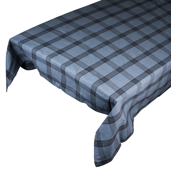 Linen & More Black Check Tafelkleed Textiel mirage blauw 140x300cm
