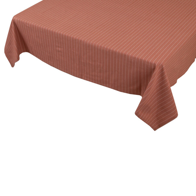Linen & More Pinstripe Tafelkleed Textiel cafe bruin 140x300cm