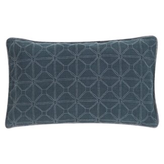 Linen & More Graphic Stonewash kussen blauw 30x50cm