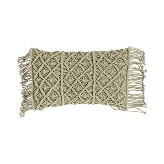 Linen & More Macrame kussen groen 30x50cm