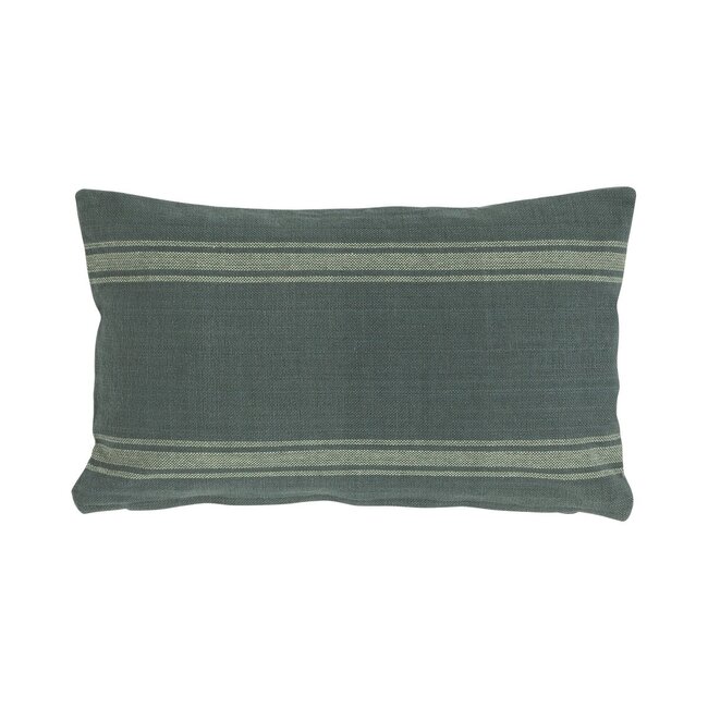 Linen & More Heavy Big Stripe kussen groen 30x50cm