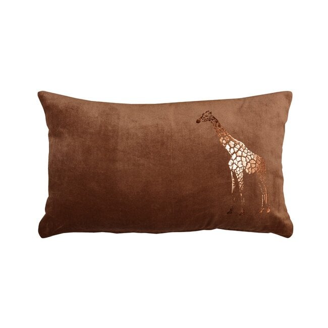 Linen & More Giraffe Foil kussen roodbruin 30x50cm