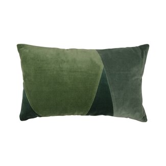 Linen & More Patchwork Velvet kussen groen 30x50cm