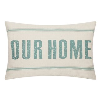 Linen & More Our Home Text kussen groen 40x60cm