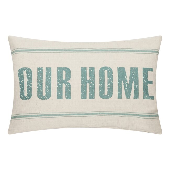 Linen & More Our Home Text kussen groen 40x60cm