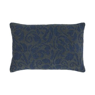 Linen & More Flower Jacquard kussen blauw groen 40x60cm