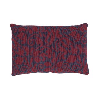 Linen & More Flower Jacquard kussen bordeaux blauw 40x60cm