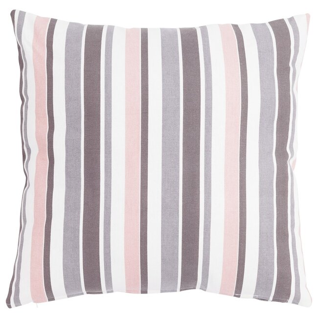 Linen & More Happy Stripe kussen roze grijs 60x60cm