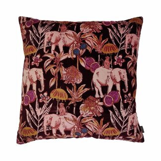 Linen & More Elephant Print kussen bordeaux 60x60cm