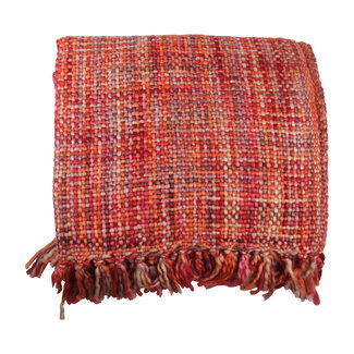 Linen & More Yara Red/Dark Orange/Light Bordo/Birch Camel  throw 130x170 cm