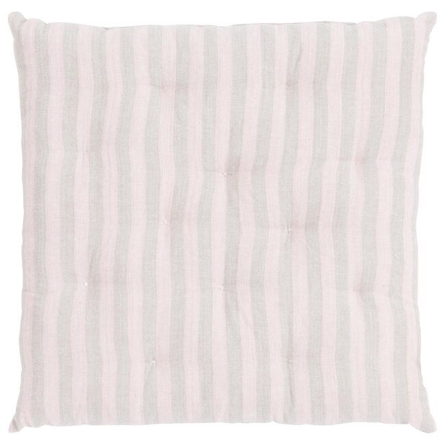 Linen & More Medium Fine Stripe stoelkussen beige roze 40x40cm+5cm