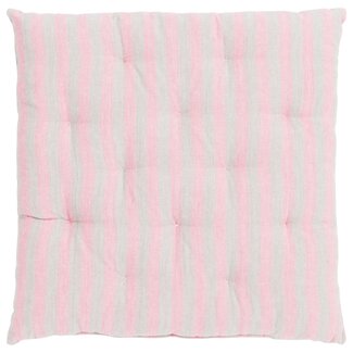 Linen & More Medium Fine Stripe stoelkussen beige roze 40x40cm+5cm