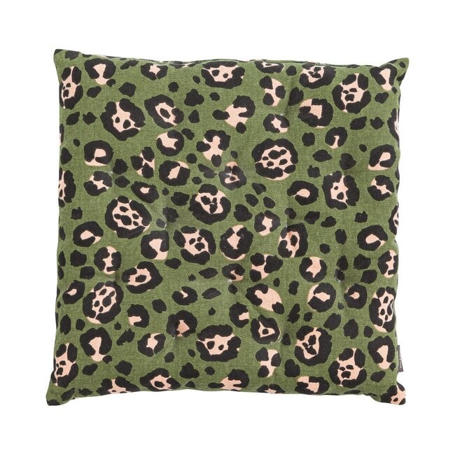 Linen & More Panther Print stoelkussen groen 40x40cm+5cm