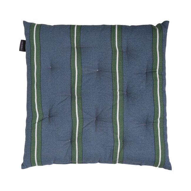 Linen & More Printed Stripes stoelkussen blauw groen 40x40cm+5cm