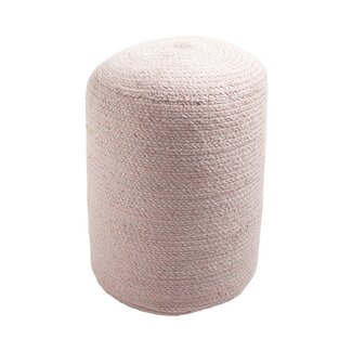 Linen & More Braided powder pink copper Pouf 35 cm diameter, 45cm high