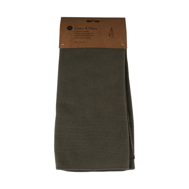 Linen & More Knitted Keukenhanddoek sage 50x70cm