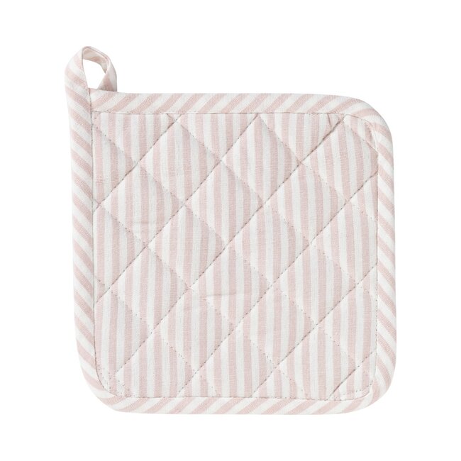 Linen & More Medium Fine Stripe Pannenlap Onderzetter soft roze 20x20cm