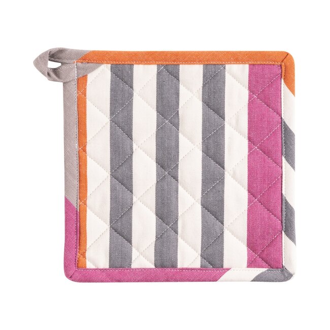 Linen & More Stripes Print Mauve Pannenlap Onderzetter rust 20x20cm