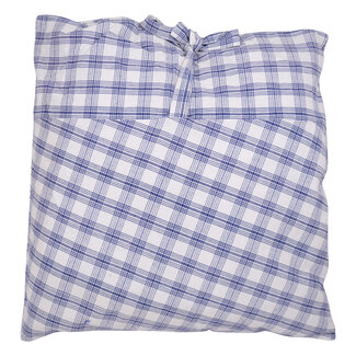 Linen & More Cushion Summer Check with ties and topf 50x50 blue