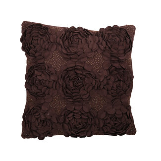 Linen & More Cushion Roses beads 45x45 brown