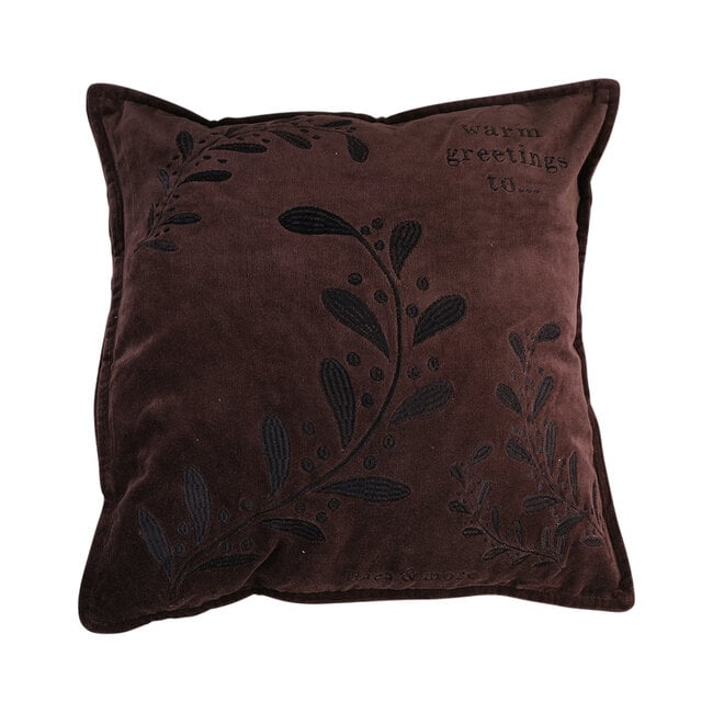 Linen & More Cushion Warm greetings velvet 50x50 brown