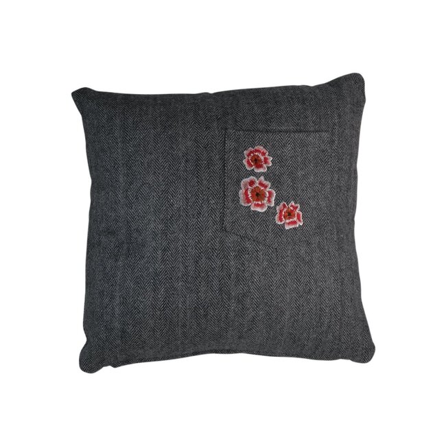 Linen & More Cushion Fun tweed 40x40 dark grey-fuchsia