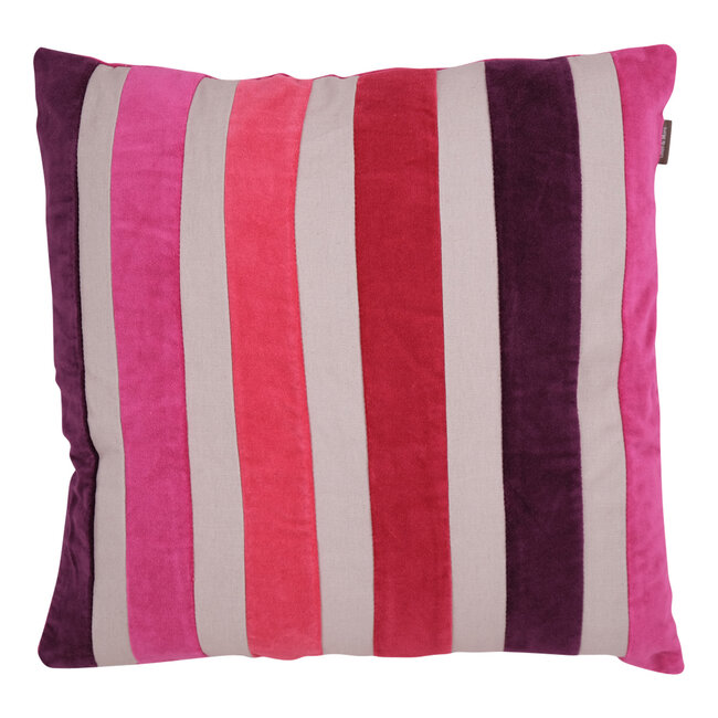 Linen & More Cushion Velvet Stripes 45x45 rouge multi